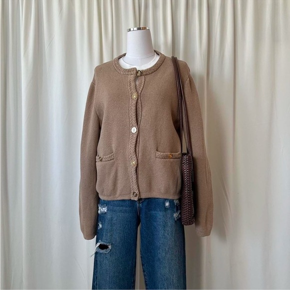 J.Crew Cotton Lady Jacket Sweater Brown Cardigan XL. - Picture 2 of 8